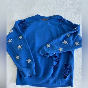 LF royal blue star crew neck